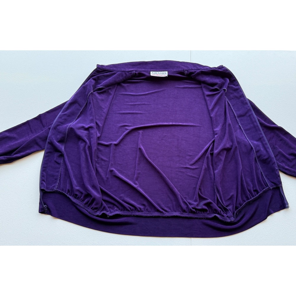 Amanda Womens Dark Purple Zip Up Jersey Knit Athletic Leisure Jacket Size L - Picture 13 of 13